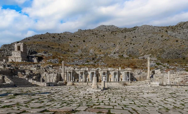 Sagalassos ancient city near Burdur, Turkey. Ruins of the Upper Agora in the roman city.