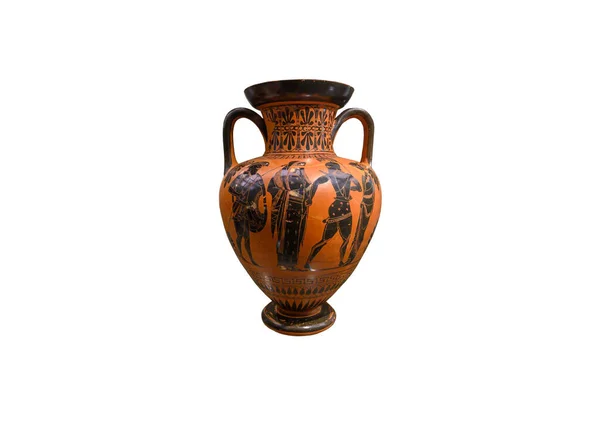 Krásné Barevné Staré Řecké Amphora Izolované Bílém Pozadí — Stock fotografie