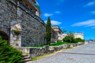 Budapest, Hungary. Buda Castle Royal Palace and the statue of Prince Eugene of Savoy