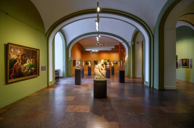 BUDAPEST, HUNGARY - 26.04.2022: Collection of paintings and sculpture in Hungarian National Gallery in Buda Castle, former Royal Palace