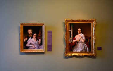 BUDAPEST, HUNGARY - 26.04.2022: Collection of paintings and sculpture in Hungarian National Gallery in Buda Castle, former Royal Palace