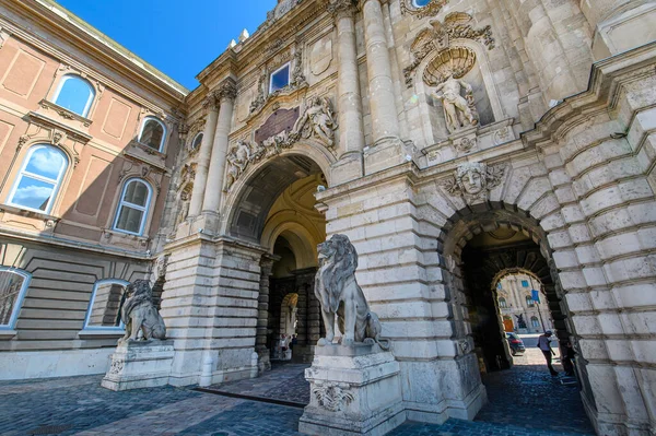 Lion Courtyard Gate Buda Castle Royal Palace Hungarian National Gallery — Stockfoto
