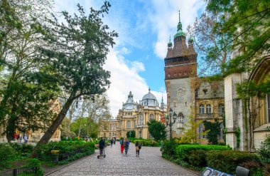 Vajdahunyad castle varosliget park, Budapeşte, Macaristan