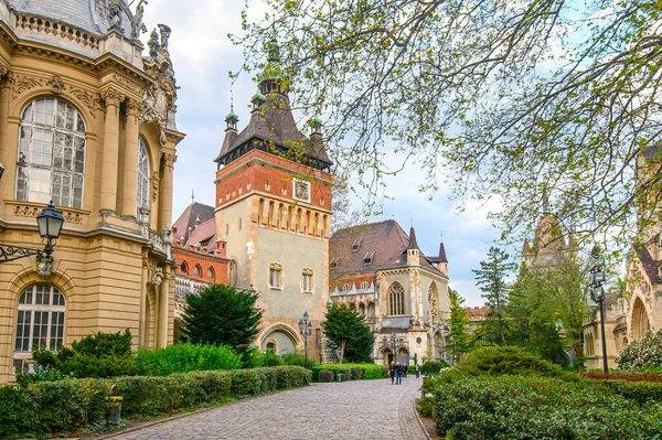 stock image Vajdahunyad castle in Varosliget park, Budapest, Hungary