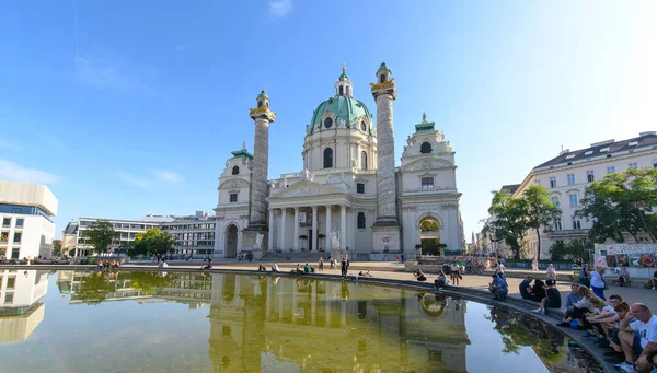 Wien Karlskirche Oder Karlskirche Karlsplatz Barockdom Wien Dem Heiligen Karl — Stockfoto