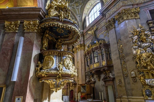 Bécs Ausztria Peterskirche Belseje Vagy Szent Péter Temploma Barokk Római — Stock Fotó