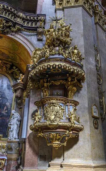 Bécs Ausztria Peterskirche Belseje Vagy Szent Péter Temploma Barokk Római — Stock Fotó