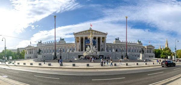 Wiedeń Austria Budynek Parlamentu Austriackiego Fontanna Pallas Athena — Zdjęcie stockowe
