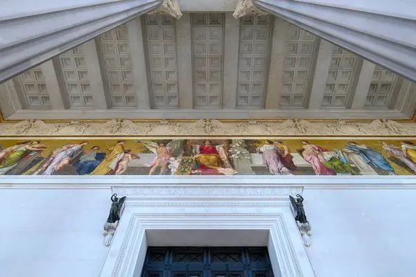 Wien Das Österreichische Parlamentsgebäude Und Der Pallas Athena Brunnen — Stockfoto