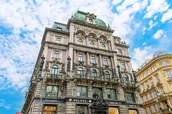 Bécs Ausztria Stock Eisen Gyönyörű Régi Barokk Ház Stefansplatz Graben Stock Kép