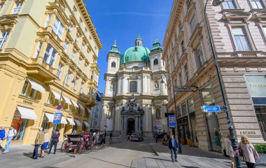 Viyana, Avusturya. Peterskirche, Petersplatz 'daki ünlü Roma Katolik Kilisesi..