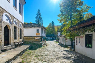 Bozhentsi, Bulgaristan. Bozhentsi, Gabrovo bölgesindeki tarihi köyde tipik sokak ve eski evler