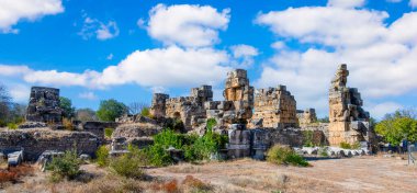 The ruins of Aphrodisias Ancient city (Afrodisias) in Turkey. The city was named after Aphrodite, the Greek goddess of love. The old ruins of the Hadrian Baths clipart