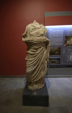 Aydin, Turkey. Aydin Archaeological Museum. The Museum contains statues, tombs, columns and stone carvings from the Hellenistic, Roman, Byzantine, Seljuk and Ottoman periods clipart