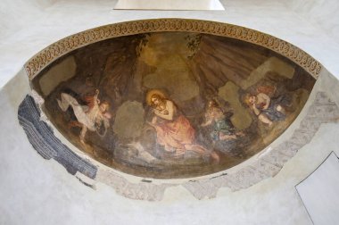 Milan, İtalya. Basilica di San Lorenzo Maggiore Kilisesi ve Cappella di SantAquilino 'nun İçi