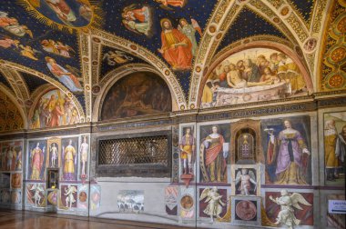 Milan, İtalya. Maggiore Manastırı ve Salone Delle Monache 'deki San Maurizio Kilisesi' nin ya da rahibelerin salonu Chiesa di San Maurizio al Monastero Maggiore.