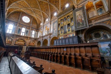 Milan, İtalya. Maggiore Manastırı ve Salone Delle Monache 'deki San Maurizio Kilisesi' nin ya da rahibelerin salonu Chiesa di San Maurizio al Monastero Maggiore.