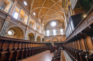 Milan, İtalya. Maggiore Manastırı ve Salone Delle Monache 'deki San Maurizio Kilisesi' nin ya da rahibelerin salonu Chiesa di San Maurizio al Monastero Maggiore.