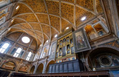 Milan, İtalya. Maggiore Manastırı ve Salone Delle Monache 'deki San Maurizio Kilisesi' nin ya da rahibelerin salonu Chiesa di San Maurizio al Monastero Maggiore.