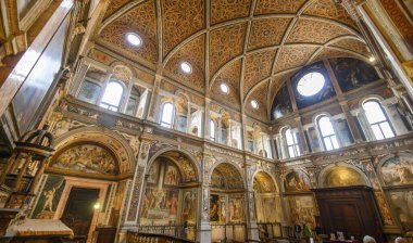 Milan, İtalya. Maggiore Manastırı ve Salone Delle Monache 'deki San Maurizio Kilisesi' nin ya da rahibelerin salonu Chiesa di San Maurizio al Monastero Maggiore.