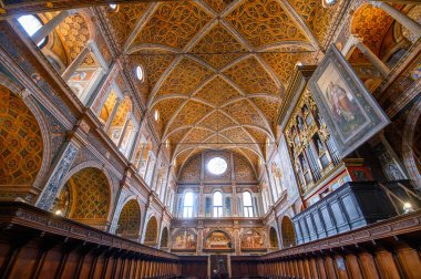 Milan, İtalya. Maggiore Manastırı ve Salone Delle Monache 'deki San Maurizio Kilisesi' nin ya da rahibelerin salonu Chiesa di San Maurizio al Monastero Maggiore.