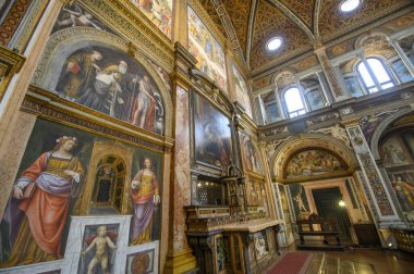 Milan, İtalya. Maggiore Manastırı ve Salone Delle Monache 'deki San Maurizio Kilisesi' nin ya da rahibelerin salonu Chiesa di San Maurizio al Monastero Maggiore.