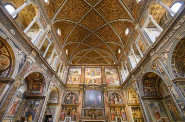 Milan, İtalya. Maggiore Manastırı ve Salone Delle Monache 'deki San Maurizio Kilisesi' nin ya da rahibelerin salonu Chiesa di San Maurizio al Monastero Maggiore.