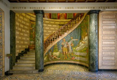 Milan, Italy. Interior of the Biblioteca and Pinacoteca Ambrosiana or Ambrosian Library and Art Gallery clipart