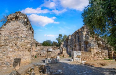 Aydn ilinin Sultanhisar ilçesine bağlı Nysa Antik Kenti. Antik Lydia 'da Maeander' da Nysa. Nysa Kütüphanesi.