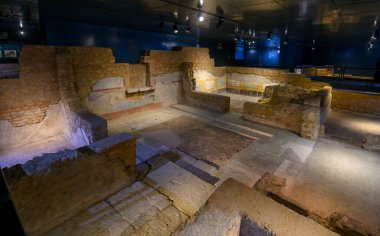 Brescia, İtalya. Santa Giulia Müzesi, Unesco Dünya Mirası. Ortaglia Domus 'un kalıntıları. Güzel mozaikleri olan antik bir Roma evi..