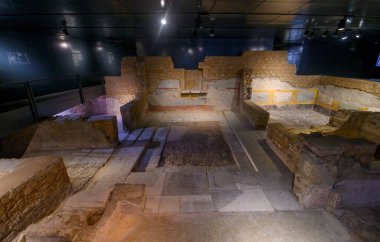 Brescia, İtalya. Santa Giulia Müzesi, Unesco Dünya Mirası. Ortaglia Domus 'un kalıntıları. Güzel mozaikleri olan antik bir Roma evi..
