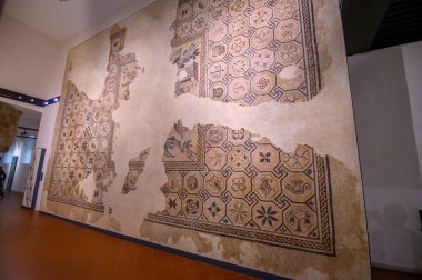 Brescia, İtalya. Santa Giulia Müzesi, Unesco Dünya Mirası. Roma döneminden güzel zemin mozaikleri. 