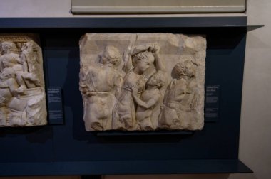 Brescia, İtalya. Santa Giulia Müzesi, Unesco Dünya Mirası. Roma döneminden kalma eserler, heykeller ve heykeller.. 