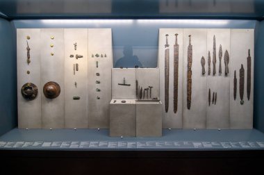 Brescia, İtalya. Santa Giulia Müzesi, Unesco Dünya Mirası. Roma döneminden kalma eserler, heykeller ve heykeller.. 
