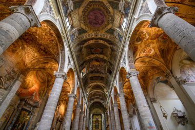 Brescia, Italy. Interior of the church Saint Maria of Carmine or Chiesa di Santa Maria del Carmine clipart