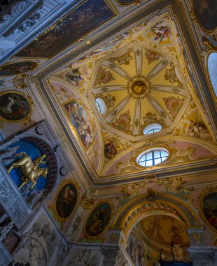 Bergamo, Italy. Interior of Colleoni Chapel. The church is Romanesque architecture , decoration is Baroque renovation. Top landmark in Citta Alta.  clipart