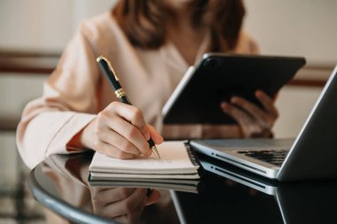 businesswoman  working with laptop and tablet pc 