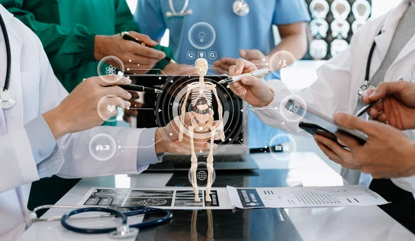 Medical Technology Network Team Meeting Concept Graphics Chart Interface Background — Stock Photo, Image