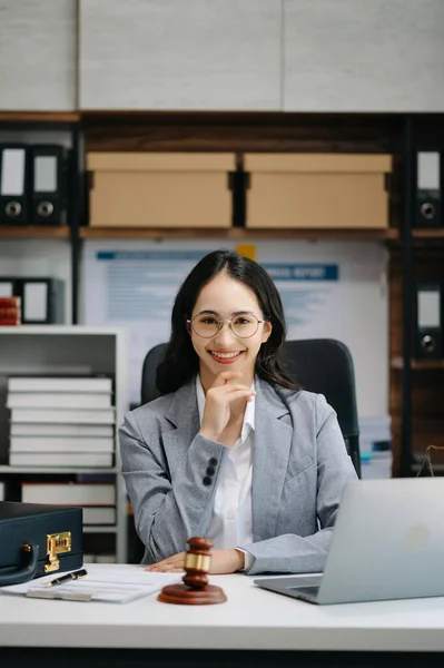 stock image Beautiful asian woman lawyer working  in the office. Advice justice and law concept