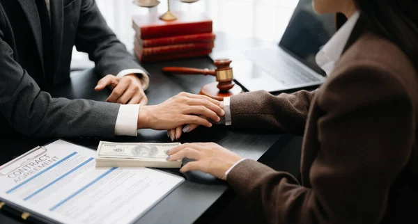 Business People Compassionately Holding Hands Discussing Contract Office — Stock Photo, Image
