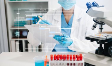  Gantt çizelgesi çizelgesi ile hastanedeki görevleri güncelle.Dizüstü bilgisayar üzerinde çalışan zeki tıp doktoru