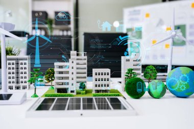 Karbon emisyonları küresel ısınmayı sınırlamak ve CO2 seviyelerini sürdürülebilir kalkınma yoluyla azaltmak için iklim değişikliğini. ve iş ağı sıfır ve karbon nötr konsept 