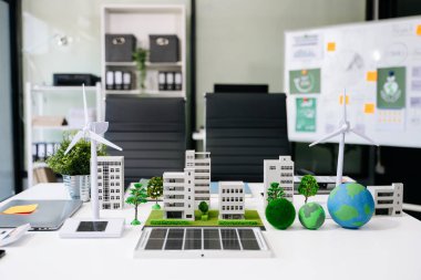 Karbon emisyonları küresel ısınmayı sınırlamak ve CO2 seviyelerini sürdürülebilir kalkınma yoluyla azaltmak için iklim değişikliğini. ve iş ağı sıfır ve karbon nötr konsept 