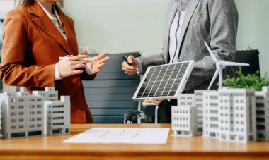 İş ağı sıfır ve karbon nötr konsept. Yeşil enerji