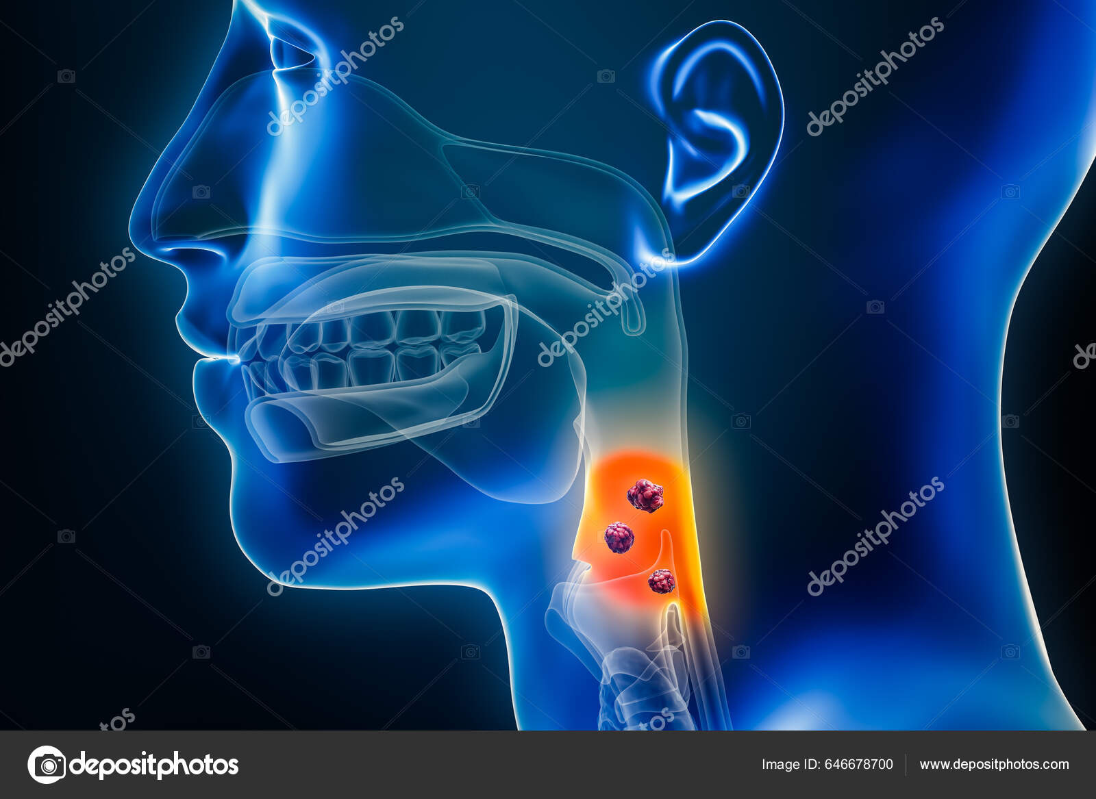 Fundo Renderização Tridimensional Da Garganta Humana Mostrando Um Fluxo  Através De Uma Boca Aberta Que Se