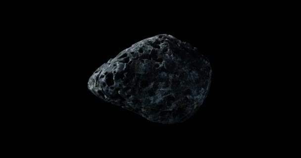 Zeer Gedetailleerde Asteroïde Spinnen Geïsoleerd Zwarte Achtergrond Weergave Illustratie Astronomieconcept — Stockvideo
