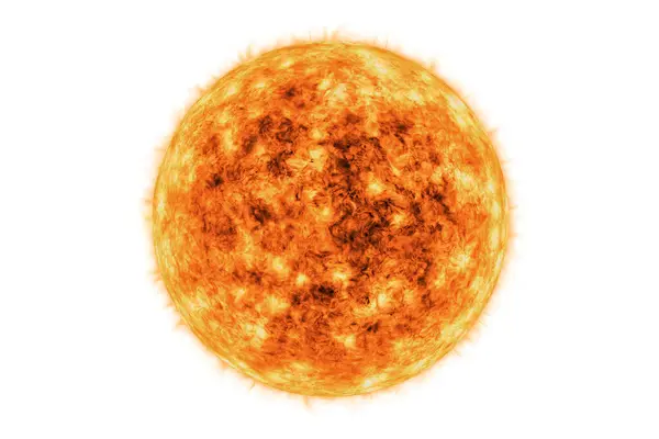 Ρεαλιστικό Κίτρινο Ήλιο Αστέρι Πύρινη Σφαίρα Που Απομονώνονται Λευκό Φόντο Royalty Free Εικόνες Αρχείου