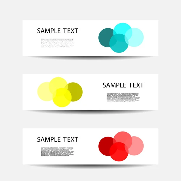 Modèles Abstraits Conception Tête Bannières Avec Cercles Transparents Colorés Anneaux — Image vectorielle