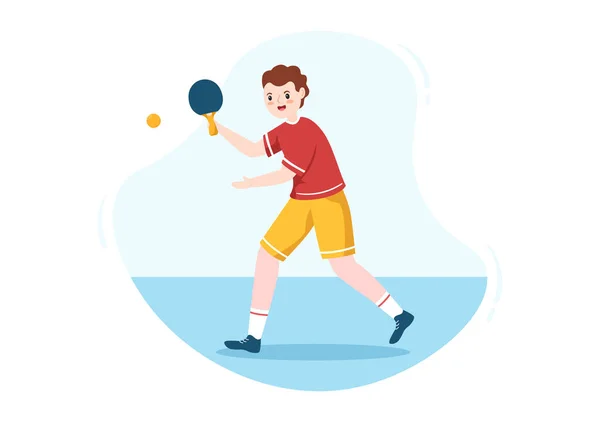 Menschen Die Tischtennissport Mit Schläger Und Ball Des Tischtennisspiels Match — Stockvektor