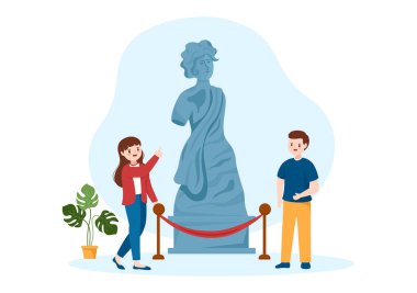 Çağdaş Sanat Soyut Performans Heykelleri Sergi Salonunda ya da Düz El Çizim Şablonları Müzesinde